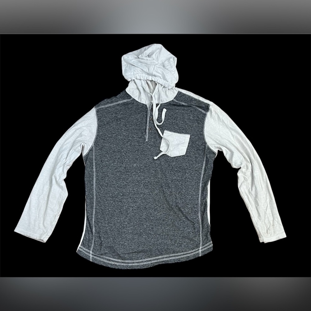 Distortion White‎ & Grey Mens Medium Long Sleeve Lightweight Hooded Top.